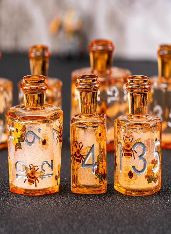 Maywin DND Potion Dice Set, Liquid core Bee Dice Set, Sharp Edge Translucent Dice for Role Playing Table Games (Bottle, Bottle-Bee) - Image 4